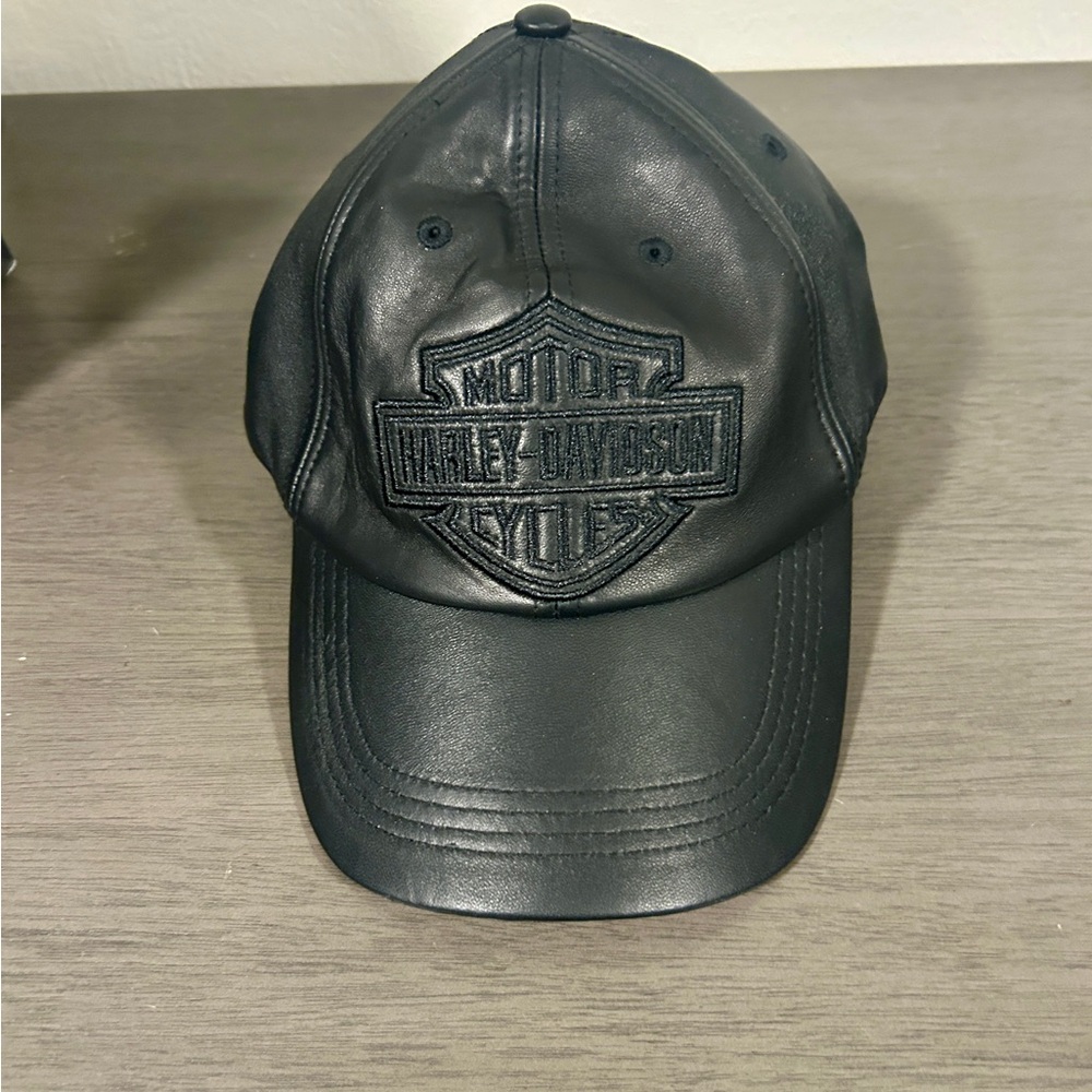 Harley-Davidson Black Leather Strap Cap Women's One Size